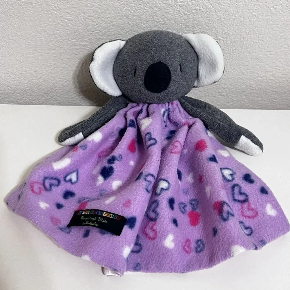 Cuddly Creations Koala Bear Security Blanket Lovey Lovie Purple Hearts Australia